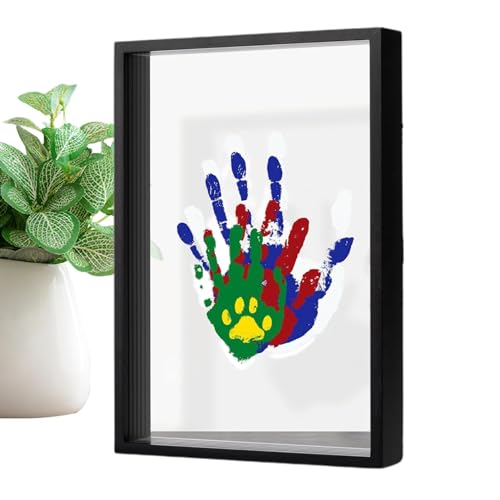 Nbbwwu Familien-Handabdruck-Set,Handabdruck-Familien-Set, Handabdruck-Set, Transparente Blätter, Holzrahmen-Set, transparentes Bastelset für frischgebackene Eltern zur Heimdekoration nach der Geburt von Nbbwwu