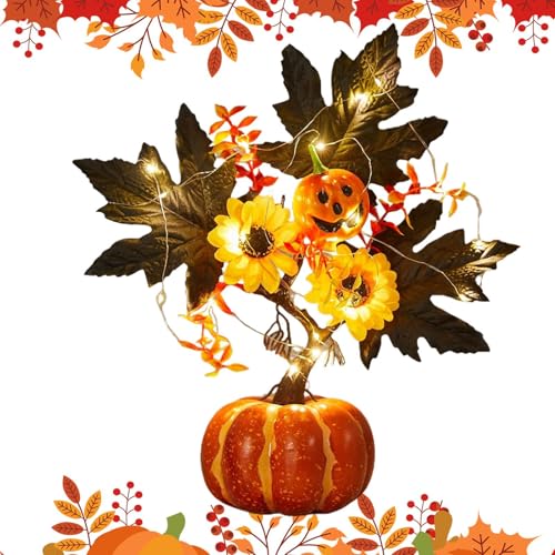 Nbbwwu Herbst LED Kürbis Deko | Batteriebetriebene Herbstdekoration als Tischmittelstück - Beleuchtete Thanksgiving Tischdekoration Kürbis - für Zuhause Büro Hochzeit Einweihungsfeier von Nbbwwu