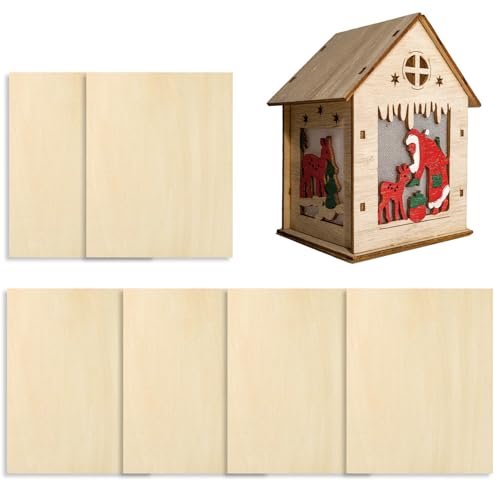 Nbbwwu Lindenholz Platten - Rohholz für Bastelbedarf - 6 Stück Unbehandelt Für Modellbau Cnc Bearbeitung Bastelprojekte Architekturmodelle Malen Und Beizen von Nbbwwu