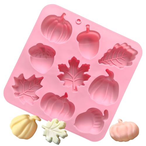 Nbbwwu Silikon Backformen Zum Backen - 9-Fach Herbst Kürbis Silikon Kuchenformen,Herbst Deko Werkzeuge Für Thanksgiving Seife Schokoladenkuchen Kerzen Handwerk Home Decor von Nbbwwu
