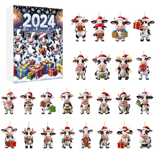 Nbbwwu Weihnachtsornament Adventskalender | 24 Türchen Hängbare Kuh Deko Countdown Kalender,2D Acryl Festtagsanhänger für Lehrer Gemeindemitglieder Familienbindung Klassenraum Jugendliche Nbbwwu Weihnachtsornament Adventskalender | 24 Türchen Hängbare Kuh Deko Countdown Kalender,2D Acryl Festtagsanhänger für Lehrer Gemeindemitglieder Familienbindung Klassenraum Jugendliche von Nbbwwu