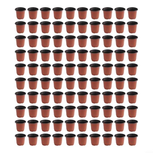 100 Stück Kunststoff Umpflanztöpfe mit erhöhten Drainagelöchern zur Feuchtigkeitskontrolle, flexibel und für Wachstum und einfaches Umpflanzen (100) von NbgrvB
