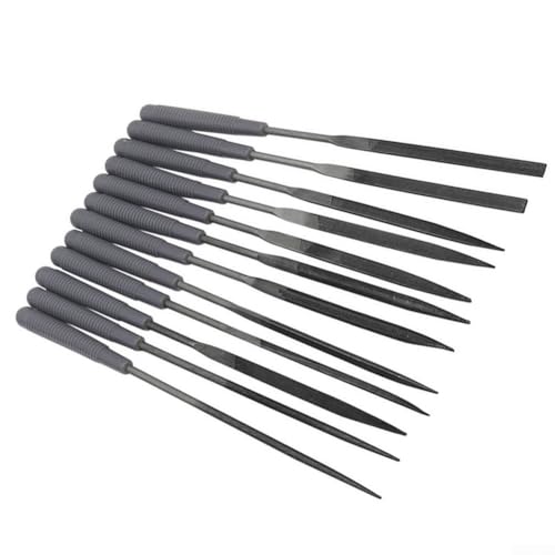12 Stück Nadelfeilen für Metall, Glas, Trimmen, Entgraten, Polieren und Anfasen, mit bequemem, rutschfestem Griff für genaue Verwendung 12 Stück Nadelfeilen für Metall, Glas, Trimmen, Entgraten, Polieren und Anfasen, mit bequemem, rutschfestem Griff für genaue Verwendung von NbgrvB