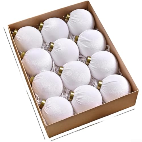 12 x Samt-Weihnachtsschmuck, 8 cm, Kugeln für Baum, Urlaub, dekoratives Set mit weicher Samt-Haptik (A) von NbgrvB