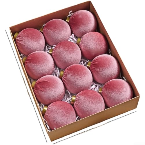 12 x Samt-Weihnachtsschmuck, 8 cm, Kugeln für Baum, Urlaub, dekoratives Set mit weicher Samt-Haptik (N) von NbgrvB