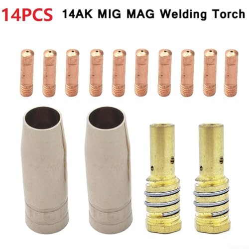 14-teiliges MIG 14AK Taschenlampen-Zubehör, essentielle Gasdüse und Spitzenhalter-Set für zuverlässige Ergebnisse (0,9 mm) von NbgrvB