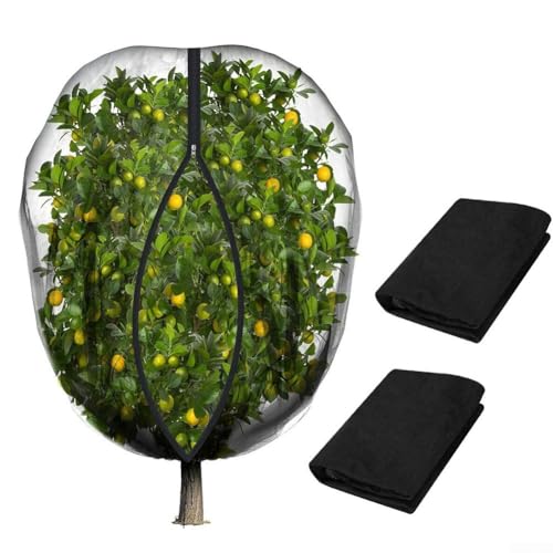 2 Stück Gartennetzbeutel mit Reißverschluss, feines Netz-Design für Obstbäume und Gemüse (1,8 x 1,8 m) von NbgrvB
