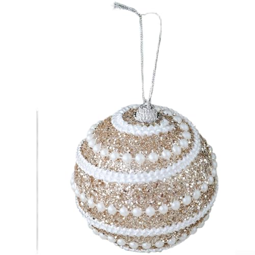 8 cm Schaumstoffkugel zum Aufhängen, Ornamente für Weihnachtsbaumschmuck mit Spiralstruktur für den Innenbereich, leichter Kunststoff (goldfarben) von NbgrvB