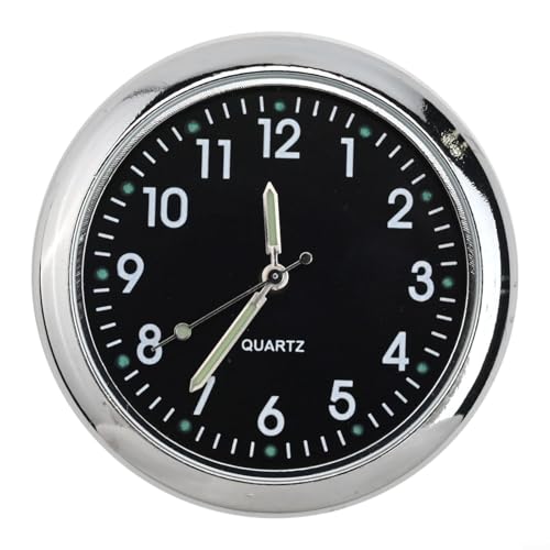 Auto-Innenuhr mit leuchtendem Display und ABS- und Metallkonstruktion, passend für Fahrzeug-Armaturenbretter (schwarz) von NbgrvB