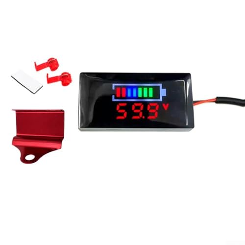DC 12V-150V Digital Mini Voltmeter Gauge Tester Zubehör Auto Motorrad Batterie Monitor Volt Spannungsmesser LED Display Panel (Halterung Rot + Rot) von NbgrvB