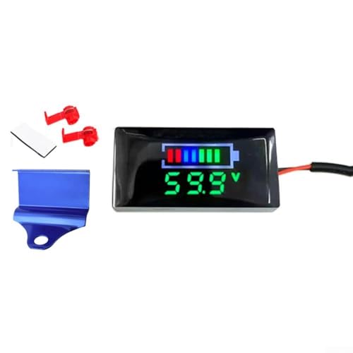 DC 12V-150V Digital Mini Voltmeter Gauge Tester Zubehör Auto Motorrad Batterie Monitor Volt Spannungsmesser LED Display Panel (Halterung blau + grün) von NbgrvB