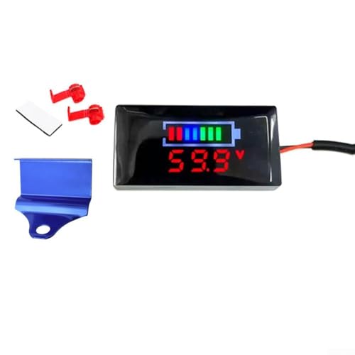 DC 12V-150V Digital Mini Voltmeter Gauge Tester Zubehör Auto Motorrad Batterie Monitor Volt Spannungsmesser LED Display Panel (Halterung blau + rot) von NbgrvB