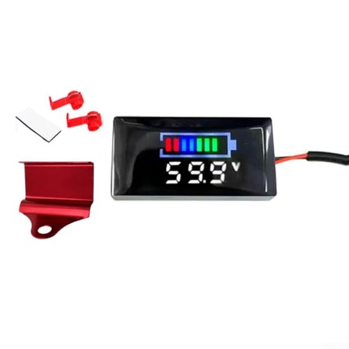 DC 12V-150V Digital Mini Voltmeter Gauge Tester Zubehör Auto Motorrad Batterie Monitor Volt Spannungsmesser LED Display Panel (Halterung rot + weiß) von NbgrvB