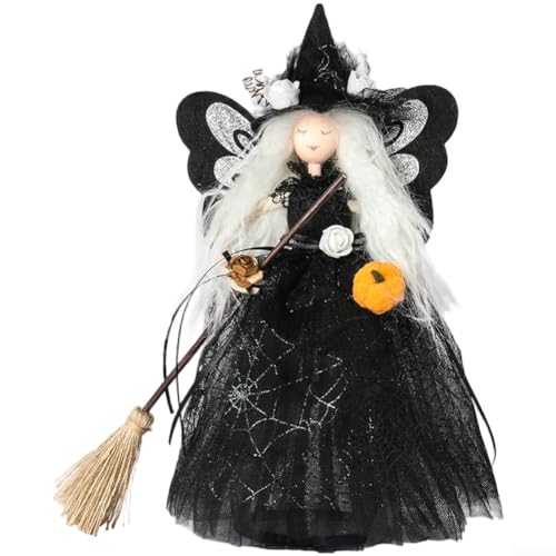 Detaillierte Halloween Schmetterling Krone Puppe Dekoration aus Seidentuch, leicht mit schwarzen und lila Flügeln, geeignet für Heimakzente und Partydisplays (Schwarz) von NbgrvB