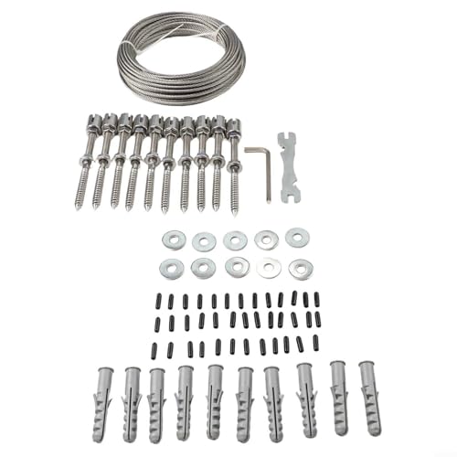 Edelstahl-Wand-Drahtspalier-Set, entworfen für schwere Kletterpflanzen bis zu 150 kg, mit flexiblen Layout-Optionen für Gartenarbeit im Freien (15,8 m Anzug) von NbgrvB
