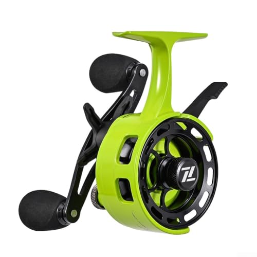 Effiziente Eisangelrolle mit großem Spulendurchmesser und Schnellentriegelungssystem für einfache Nutzung (grün mit linker Hand) von NbgrvB