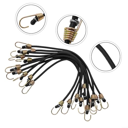 Elastisches Bungee-Seil, 20 Stück, perfekt für die Sicherung von Gepäck und Outdoor-Ausrüstung (10 Stück, schwarz) von NbgrvB