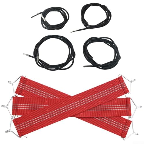 Elastisches Seilstützsystem für Liegestühle, inklusive mehreren Seilen und Gurten in einem Set (rotes Set) von NbgrvB