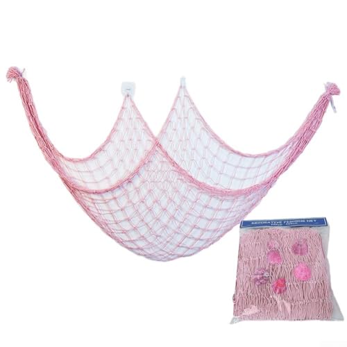 Fischnetz-Dekoration aus Baumwolle mit Muscheln, für Strandpartys, Wandbehang und verschiedene Bastelanwendungen (Rosa) von NbgrvB