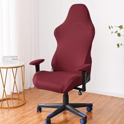 Gaming Chair Cover, Gaming Chair Slipcover Stretch Seat Chair Cover, Stretch Office Computer Racing Seat Cover for Leather Computer Reclining Racing Ruffled Gamer Chair Protector (Weinrot) von NbgrvB