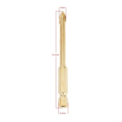 Glasbohrer, 6 mm, für Keramik, Fliesen, Marmor mit Sechskantschaft, geeignet für den Einsatz mit gewöhnlichen Bohrhammer auf Glas, Fliesen, Holz, Metall, Kunststoff und Zement, 5 Stück von NbgrvB