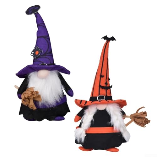 Handgefertigte Halloween-Zwergen-Figuren, 2er-Set, mit weichem Filz und beschwertem Sockel, perfekt für festliche Dekoration zu Hause oder im Büro während der Halloween-Saison Handgefertigte Halloween-Zwergen-Figuren, 2er-Set, mit weichem Filz und beschwertem Sockel, perfekt für festliche Dekoration zu Hause oder im Büro während der Halloween-Saison von NbgrvB