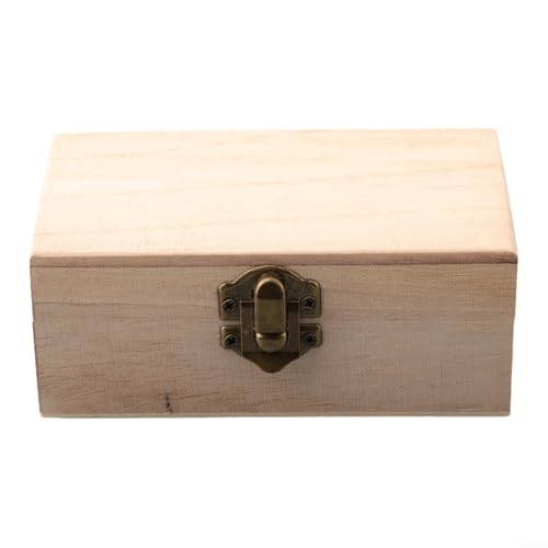 Handgefertigte Paulownia-Aufbewahrungsbox mit Metallscharnierverschluss, unlackierter Holzbehälter für Zuhause, Schmucksammlung (S) von NbgrvB