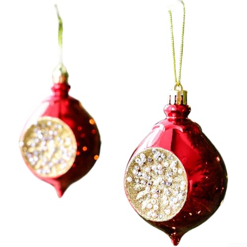 Handgefertigtes Kunststoff-Wassertropfen-Kugel-Ornament-Set für Weihnachten für Baum-Hängedekorationen mit europäischem Stil für Urlaub und festliche Verwendung (rot, 2 Stück) von NbgrvB