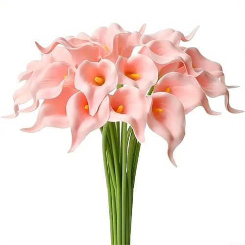 Künstliche Calla-Lilien aus Polyurethan, für Hochzeits- und Heimdekorationsprojekte, mit flexiblen Kunststoffstielen für individuelle Arrangements, 10 Stück (Rosa) von NbgrvB