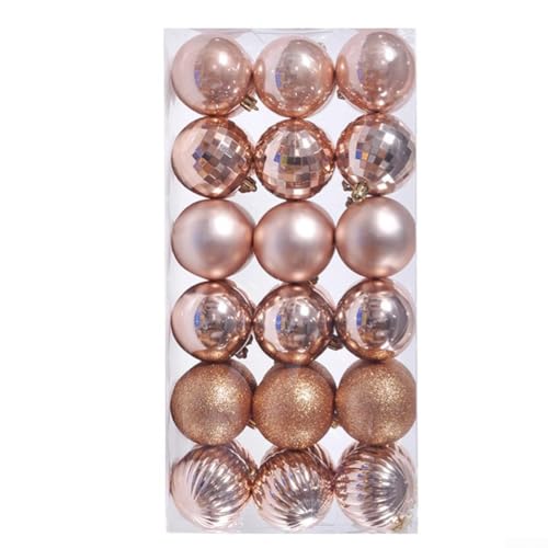 Kunststoff-Weihnachtsschmuck, 36 Stück, bruchsichere Kugel-Dekorationen für Baum, Kränze und saisonale Partys, mit einfacher Aufhängung (Rosa) von NbgrvB
