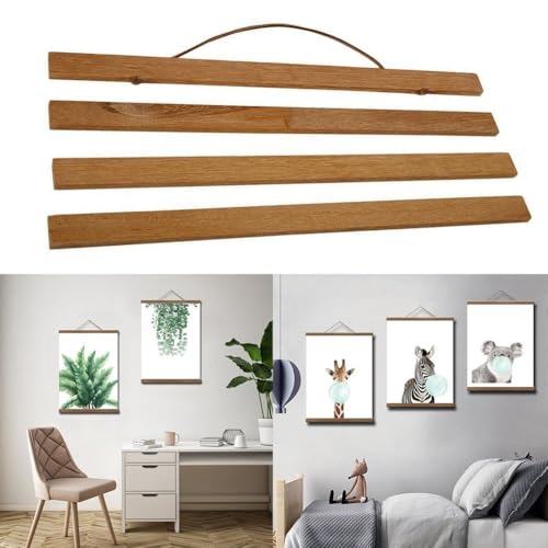 Magnetisches Posterhängesystem mit Streifen aus Teakholz, perfekt für verschiedene Einrichtungsstile (41cm) von NbgrvB