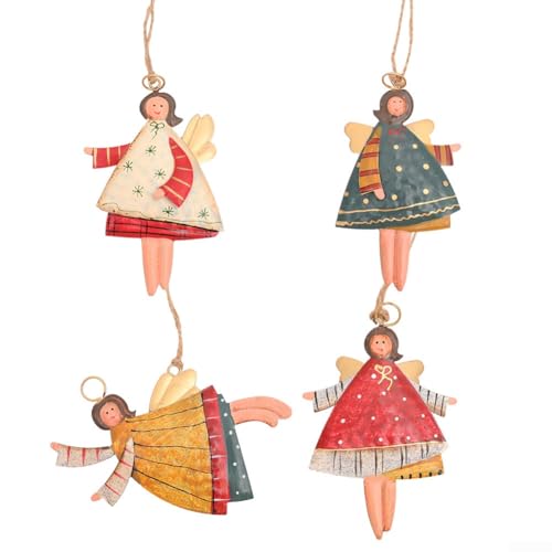 Metall-Weihnachtsanhänger Eisen-Engel Mädchen hängende Ornament für Baum Urlaub Dekoration für Weihnachtsbaum und Heimdekoration (1 Set (4 Stück)) von NbgrvB