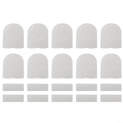 Minimalistisches Hochzeitsdekor-Set mit 10 Bogen-Acryl-Tischnummernschildern mit zuverlässigem Ständer (transparent L) von NbgrvB
