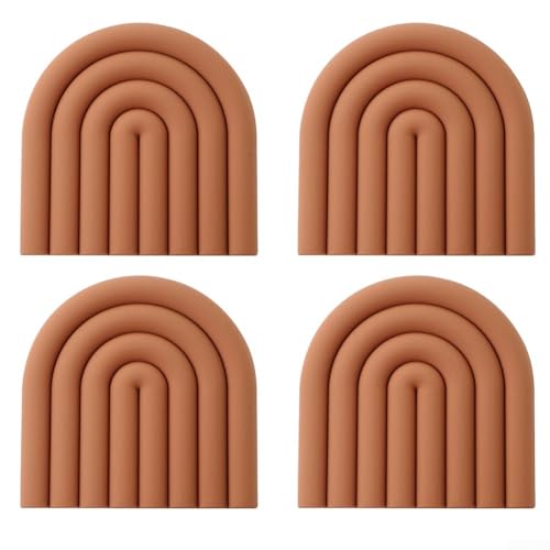Multifunktionale Silikon-Küchenuntersetzer für heiße Gerichte und Untersetzer (Braun / Orange), 4 Stück von NbgrvB