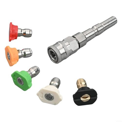 NbgrvB 1/4 Zoll Edelstahl-Hochdruckreiniger-Adapter-Anschluss-Set mit 5 Schnellverbindungsdüsen für Nilfisk für KEW-Modelle, verbessert den Wasserfluss für effektive Reinigung von Autos, Terrassen NbgrvB 1/4 Zoll Edelstahl-Hochdruckreiniger-Adapter-Anschluss-Set mit 5 Schnellverbindungsdüsen für Nilfisk für KEW-Modelle, verbessert den Wasserfluss für effektive Reinigung von Autos, Terrassen von NbgrvB