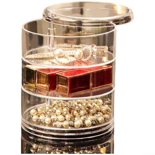 NbgrvB 360 Grad drehbare Schmuck-Aufbewahrungsbox, transparent, mehrschichtiger Organizer (D) von NbgrvB