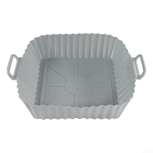 NbgrvB 4 Stück Silikon Air Fryer Quadratische Backbleche Antihaft Wiederverwendbar Hitzebeständig 21 x 18 x 3 cm (Grau) von NbgrvB