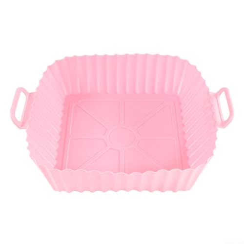 NbgrvB 4 Stück Silikon Air Fryer Quadratische Backbleche Antihaft Wiederverwendbar Hitzebeständig 21x18x3cm (Pink) von NbgrvB