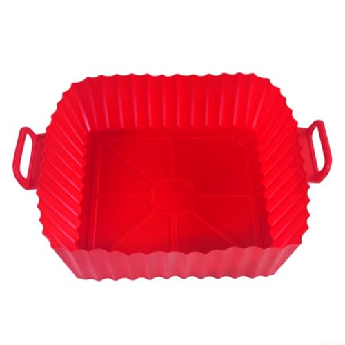 NbgrvB 4 Stück Silikon Air Fryer Quadratische Backbleche Antihaft Wiederverwendbar Hitzebeständig 21x18x3cm (Rot) von NbgrvB