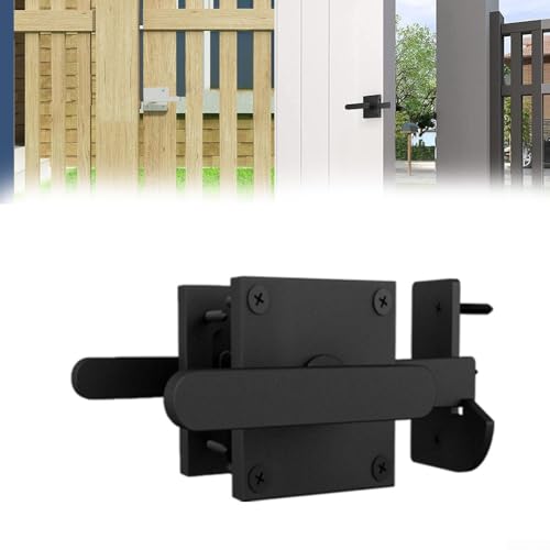NbgrvB Doppelseitiger Scheunentürriegel aus Aluminium für Gartentor mit Griff innen und außen, einfache Installation für Holztore, Zugangssicherheit, schwarz von NbgrvB