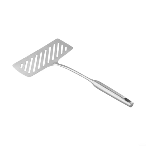 NbgrvB Fischspatel aus 304 Edelstahl mit hitzebeständigem Griff, breites Schlitz-Design zum Kochen von Fisch, Steak, Pfannkuchen, Grillschaufel mit langem Griff zum Ablassen von Öl von NbgrvB