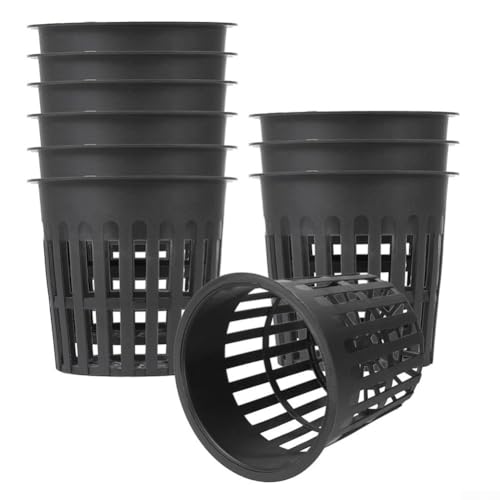 NbgrvB Garten-Hydrokultur-Netz-Töpfe, 11 cm, schwarz, Kunststoff-Pflanzkörbe mit Schlitz-Design für Drainage und Luftstrom, geeignet für Zimmerpflanzen und Indoor-Outdoor-Gartenarbeit (12 Stück) von NbgrvB