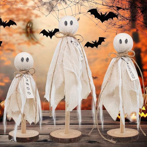 NbgrvB Halloween Dekorationen Set mit 3 Halloween Geistern auf Holzständer Geister Figuren für Home Decor Gruseliger Charme NbgrvB Halloween Dekorationen Set mit 3 Halloween Geistern auf Holzständer Geister Figuren für Home Decor Gruseliger Charme von NbgrvB