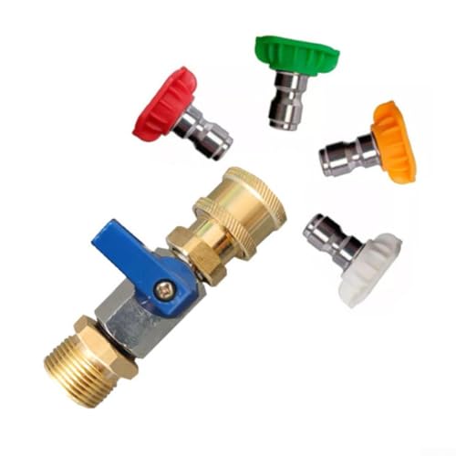 NbgrvB Hochdruckreiniger-Schlauchadapter mit An-/Aus-Schalter, Edelstahl, Messing, Schnellanschluss-Düse für Hochdruckreinigung (blaue Düse) von NbgrvB