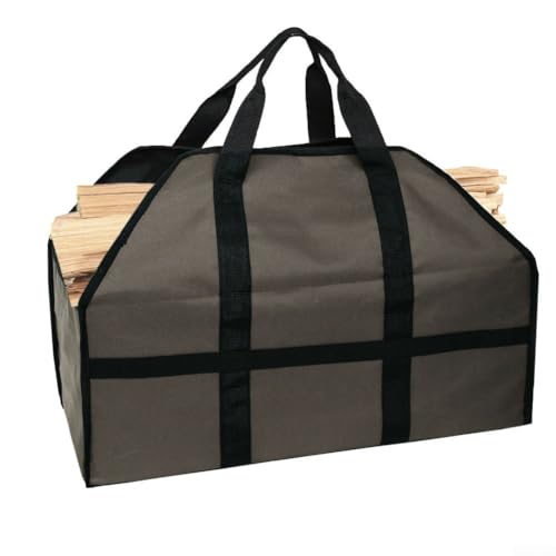 NbgrvB Robuste Tragetasche aus Segeltuch mit gepolsterten Griffen, Oxford-Stoff, Aufbewahrungstasche für Kamin, Camping, Grill, 61 x 30 x 25 cm, selbststehendes Design (dunkle Farbe) von NbgrvB