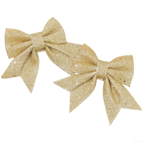 NbgrvB Set mit 6 glitzernden Schleifen für den Weihnachtsbaum, 18 x 18 cm, Stoffband-Design mit funkelnden Pailletten, für Feiertage, saisonale Heimdekoration und Geschenkverpackung (Gold) von NbgrvB