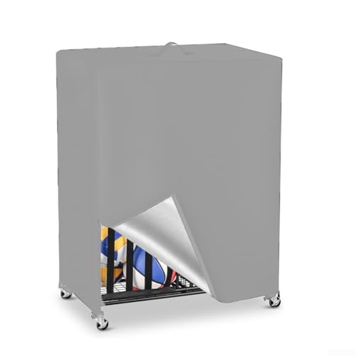 NbgrvB Wasserdichter Basketballständer, wasserdicht, stabil, 210D-Oxford-Stoff, Staubschutz mit Front-Reißverschlüssen, Seitenschlitzen, für Sportausrüstung, 97 x 46 x 115 cm (grau) von NbgrvB