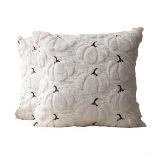 NbgrvB Weiche Plüsch-Kürbisse Herbst Kissenbezüge Herbst Plüsch Dekorative Kissenbezug Gemütliche Herbst Kissenbezüge Für Sofa Zimmer Deko (Weiß) von NbgrvB