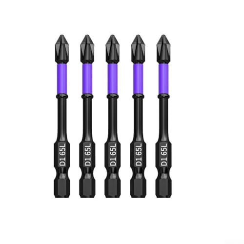 PH2 Magnetische, rutschfeste Kreuz-Schraubendreher-Bits, 5-teiliges Set, gehärtete Stahllegierung, für Holz, Stahlplatte und allgemeine Schraubaufgaben (5 Stück, 65 mm) von NbgrvB