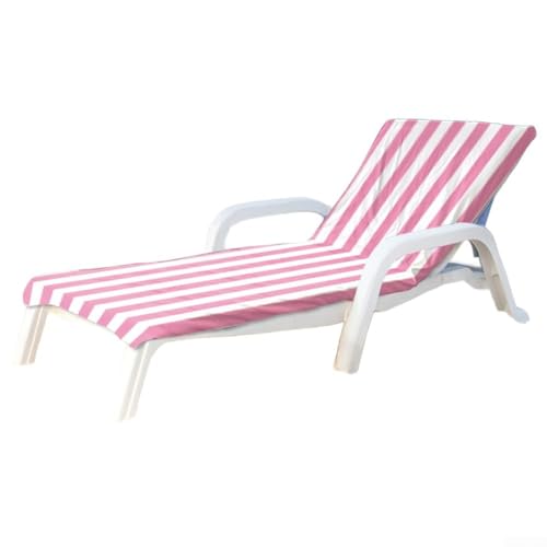 Pool-Lounge-Sesselbezug – Chaise-Strandtuch – schnell trocknende Strandkorb-Abdeckungen ohne Schiebe-Handtuch (rosarote Streifen) von NbgrvB
